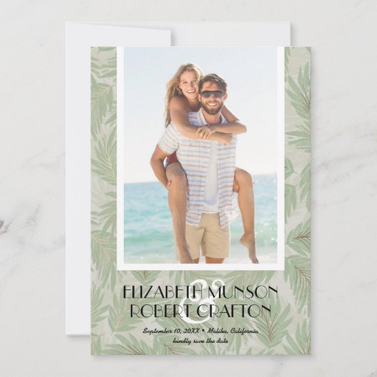 Stijlvolle foto's wedden Tropisch sparen de datum Save The Date (Voorkant)