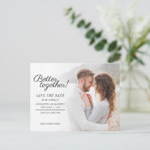 Stijlvolle fotoscriptweduwen sparen de datum aankondigingskaart (Staand voorkant)