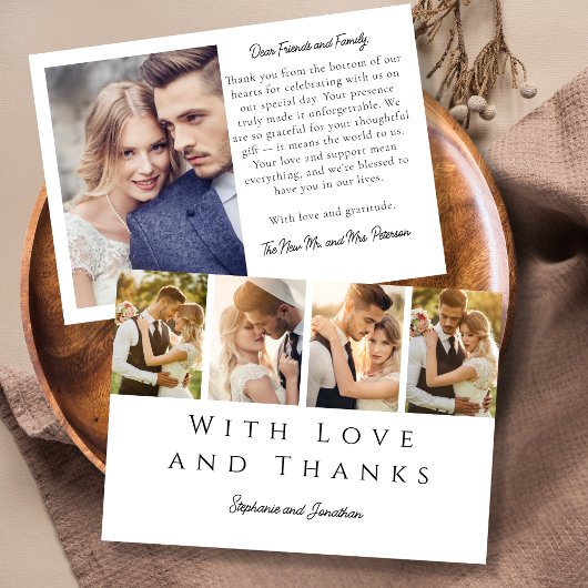 Stijlvolle Fotostrip Modern Eenvoudig Script Weddi Bedankkaart