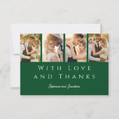 Stijlvolle Fotostrip Modern Emerald Green Wedding Bedankkaart (Voorkant)