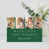 Stijlvolle Fotostrip Modern Emerald Green Wedding Bedankkaart (Staand voorkant)
