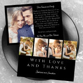Stijlvolle Fotostrip Modern Wit op Black Wedding Bedankkaart