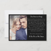 Stijlvolle Fotostrip Modern Wit op Black Wedding Bedankkaart (Achterkant)