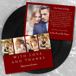 Stijlvolle Fotostrip Moderne Bourgondische rode br Bedankkaart