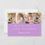 Stijlvolle Fotostrip Moderne Lila Lavendelbruiloft Bedankkaart (Voorkant)