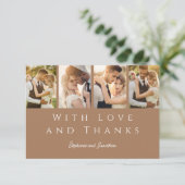 Stijlvolle fotostrip Moderne Mocha Mousse Bruiloft Bedankkaart (Staand voorkant)