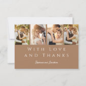 Stijlvolle Fotostrip Moderne Mocha Mousse Huwelijk Bedankkaart (Voorkant)