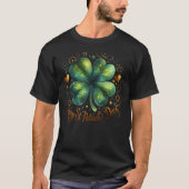 Stijlvolle Four Leaf Clover St Patrick's Day T-shi T-shirt (Voorkant)