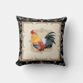  stijlvolle, Franse Damask Black in White Rooster Kussen