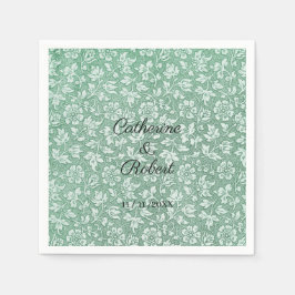 Stijlvolle Franse Sage Green Floral Names Servet