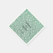 Stijlvolle Franse  Sage Green Floral Names Servet (Hoek)