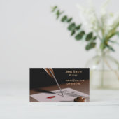 Stijlvolle freelance schrijver met quill visitekaartje (Staand voorkant)