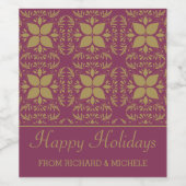 Stijlvolle Fuchsia en Gold Wijn Etiket (Enkel label)