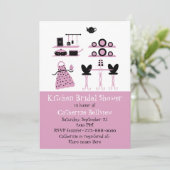 Stijlvolle Fun Kitchen Bridal Shower-uitnodiging Kaart (Staand voorkant)