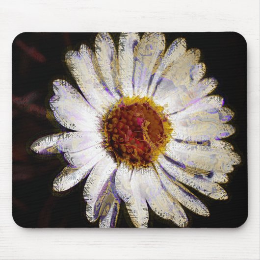 Stijlvolle Funky Abstracte Daisy White Flower Art Muismat (Voorkant)