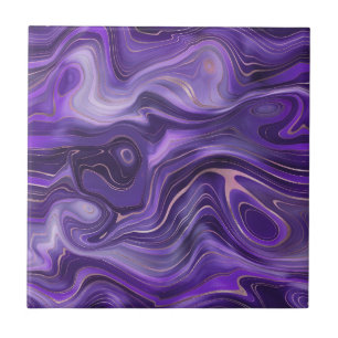Stijlvolle Funky Groovy Paarse Curves Marble 1-6 Tegeltje