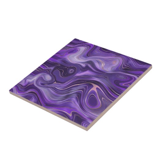 Stijlvolle Funky Groovy Paarse Curves Marble 1-6 Tegeltje (Zijkant)