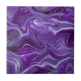 Stijlvolle Funky Groovy Paarse Curves Marble 4-6 Tegeltje