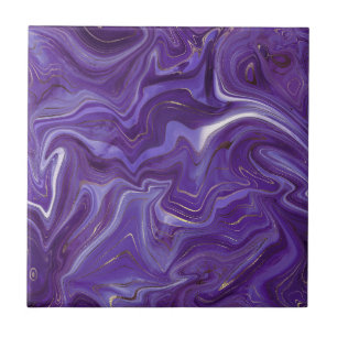 Stijlvolle Funky Groovy Paarse Curves Marble 5-6 Tegeltje