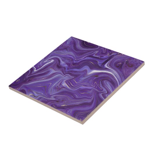 Stijlvolle Funky Groovy Paarse Curves Marble 5-6 Tegeltje (Zijkant)