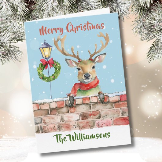 Stijlvolle Funky Quirky Waterverf Rendier Kaart