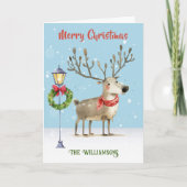 Stijlvolle Funky Quirky Waterverf rendierboom Kaart (Voorkant)