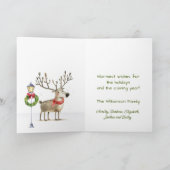 Stijlvolle Funky Quirky Waterverf rendierboom Kaart (Binnen)