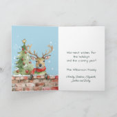 Stijlvolle Funny Waterverf Rendier Kerstboom Kaart (Binnen)