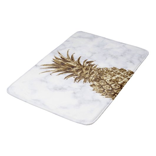 Stijlvolle gaffel en witte marmer anananas badmat (Gekanteld)