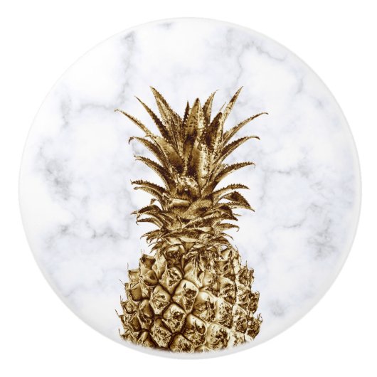 Stijlvolle gaffel en witte marmer anananas keramische knop (Voorkant)
