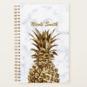 Stijlvolle gaffel en witte marmer anananas planner (Voorkant)