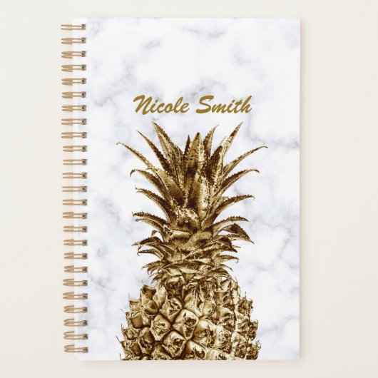 Stijlvolle gaffel en witte marmer anananas planner (Voorkant)