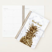 Stijlvolle gaffel en witte marmer anananas planner (Display)