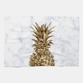Stijlvolle  gaffel en witte marmer anananas theedoek (Horizontaal)