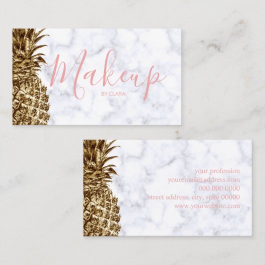 Stijlvolle  gaffel en witte marmer anananas visitekaartje (Voorkant / Achterkant)