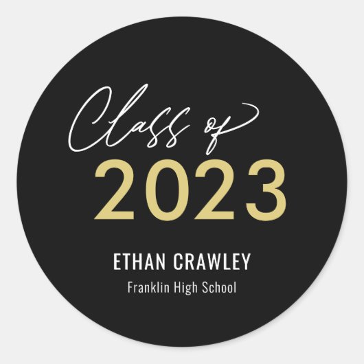 Stijlvolle galerij Bewerkbare kleuren Afstuderen s Ronde Sticker (Voorkant)