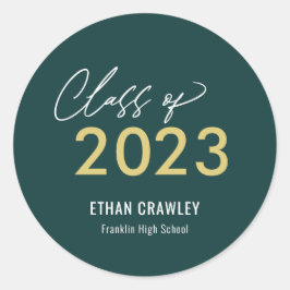 Stijlvolle galerij Bewerkbare kleuren Afstuderen s Ronde Sticker