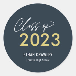 Stijlvolle galerij Bewerkbare kleuren Afstuderen s Ronde Sticker