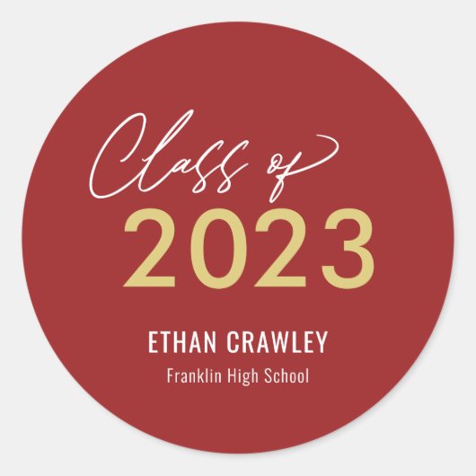 Stijlvolle galerij Bewerkbare kleuren Afstuderen s Ronde Sticker (Voorkant)