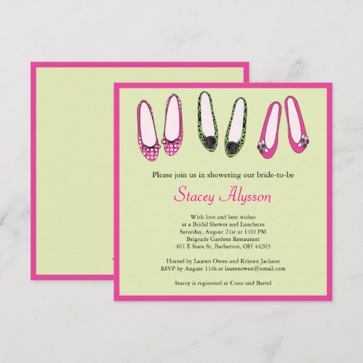 Stijlvolle geballetschetsen Bridal Shower-uitnodig Kaart (Voorkant / Achterkant)