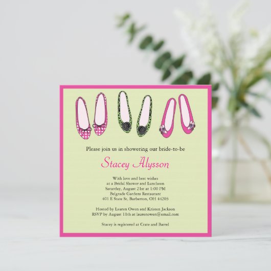 Stijlvolle geballetschetsen Bridal Shower-uitnodig Kaart (Staand voorkant)