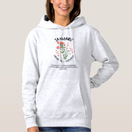 Stijlvolle Geboortemaand Bloem JANUARI Christelijk Hoodie