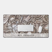 Stijlvolle gedempte Roos gouden nep lederen strass Bureaumat (Keyboard & Muis)