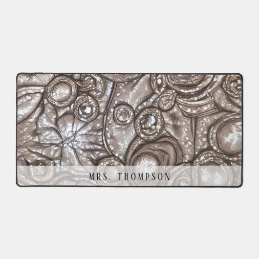 Stijlvolle gedempte Roos gouden nep lederen strass Bureaumat (Voorkant)