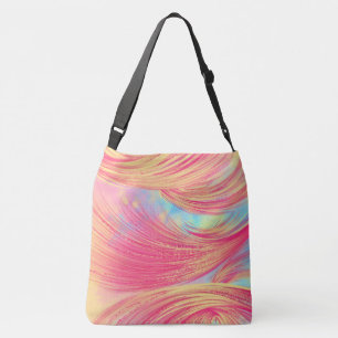 Stijlvolle geel roze Abstract Veren Crossbody Tas
