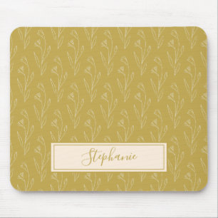 Stijlvolle, geelbare, gepersonaliseerde Floral tek Muismat