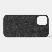 Stijlvolle Geëtste Moderne Zwarte Paisley Bloempat Case-Mate iPhone Case (Achterkant (horizontaal))