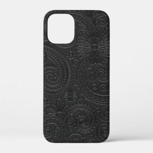 Stijlvolle Geëtste Moderne Zwarte Paisley Bloempat Case-Mate iPhone Case