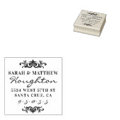 Stijlvolle gehuwde koppelnamen retouradres rubberstempel (Gestempeld)