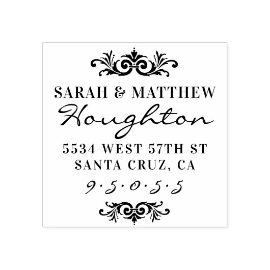 Stijlvolle gehuwde koppelnamen retouradres rubberstempel (Afrduk)